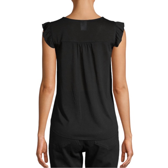 4/$32 No Boundaries📌 size large black ruffle sleeve button up lace & front knot - Picture 5 of 11